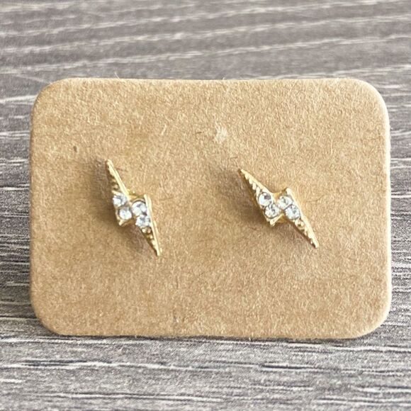 Jewelry - Tiny Lightning Bolt Stud Earrings Gold